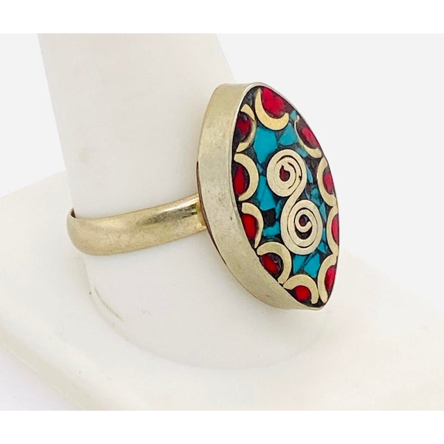 Tribal 1950's Vintage Tribal Moroccan Eye Drop Ring For Sale - Image 3 of 7