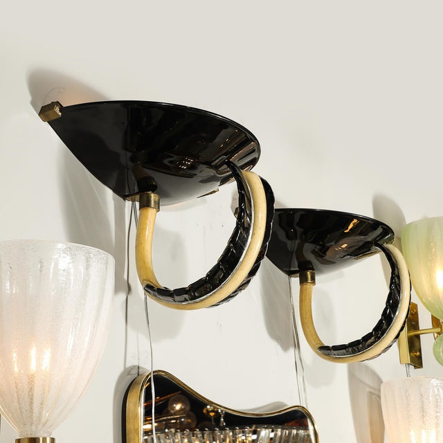 1950s Mid-Century Rare Hand-Blown Murano Black & Gold Acanthus Glass Sconces by Seguso - a Pair For Sale - Image 13 of 17