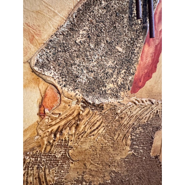 Brown Mid Century Mixed Media Painting For Sale - Image 8 of 8