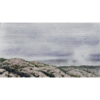Red Feather View I by Lisa Lebofsky | Oil on aluminum Landscape with hills and cloudy sky For Sale