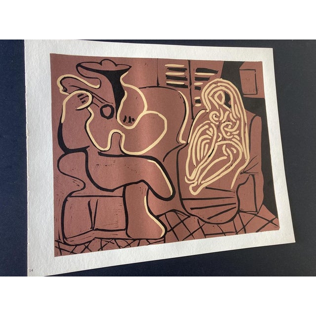 After Pablo Picasso, Woman in an Armchair and Guitarist, Cercle d'Art, 1962, Linocut For Sale - Image 10 of 11