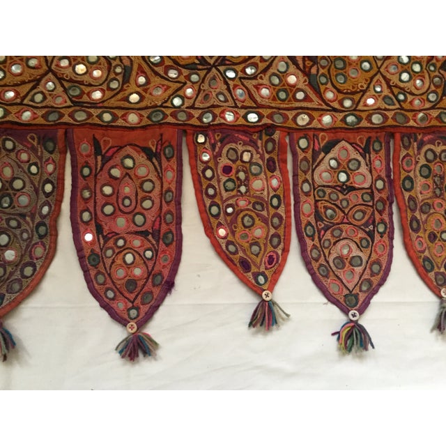 Tribal Indian Embroidered Mirrored Door Valance For Sale - Image 3 of 10