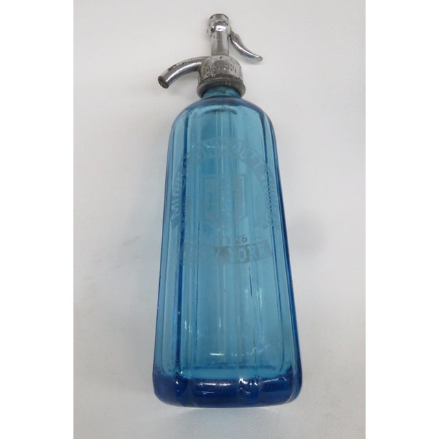Larocco Bros Blue Glass Seltzer Bottle 26 Oz Middletown Ny Made in Czech 4822b For Sale - Image 18 of 18
