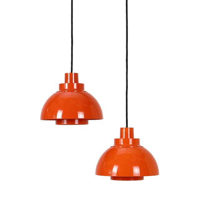 Danish Space Age Pendant Lamps by K. Kewo for Nordisk Solar, 1970s, Set of 2 For Sale