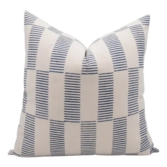 Fabdivine Artisan Block Print Throw Pillow Cover 18x18 Inch Duck Canvas-Zig-Zag For Sale