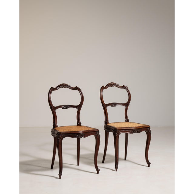 19th Century Pair of Louis Philippe Chairs with Rattan Seats For Sale - Image 9 of 11