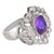 Mid Century Amethyst Diamond Platinum Cocktail Ring, Size 4.75 For Sale - Image 4 of 6
