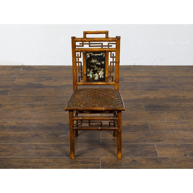 Late 19th Century Small Signed Perret et Vibert Late 19th Century Chinoiserie Bamboo Chair For Sale - Image 5 of 12