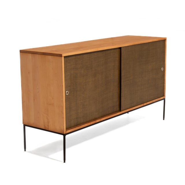 Paul McCobb Winchendon Furniture Planner Group Grasscloth Iron Base Credenza Unmarked Mid Century For Sale In Philadelphia - Image 6 of 18