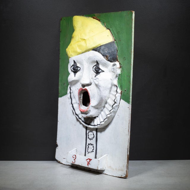 French Carnival Papier-Mache Clown Ball Toss Game c.1930-1950 For Sale - Image 4 of 6