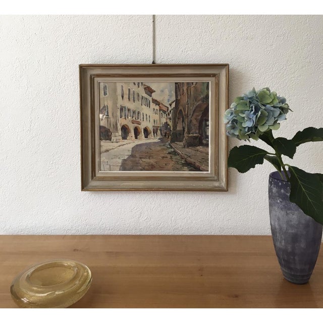 Georges Chappuis, Balade dans le Vieux Annecy, Watercolor on Paper, Framed, in Flawless conditions. Designed 1960 to 1969...