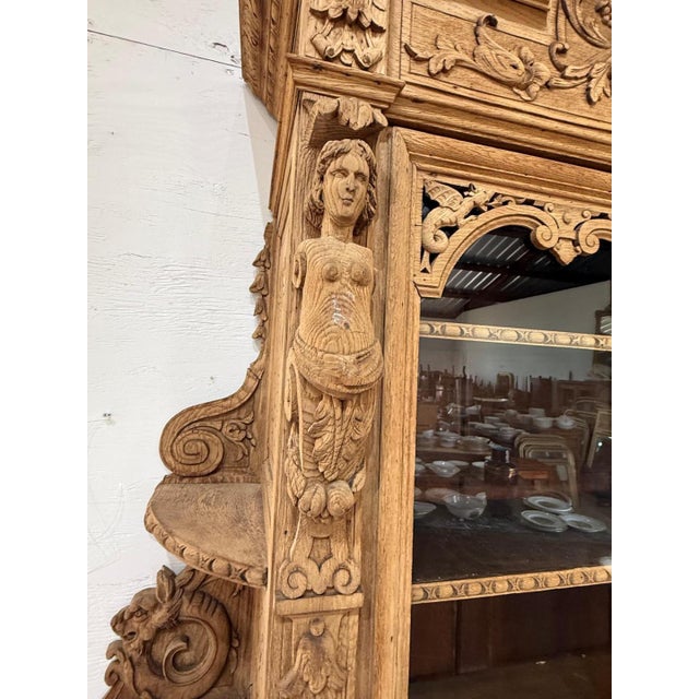A Masterpiece French 19th Century Louis XIII Bleached Solid Oak Hunting Buffet or Bookcase For Sale - Image 16 of 18
