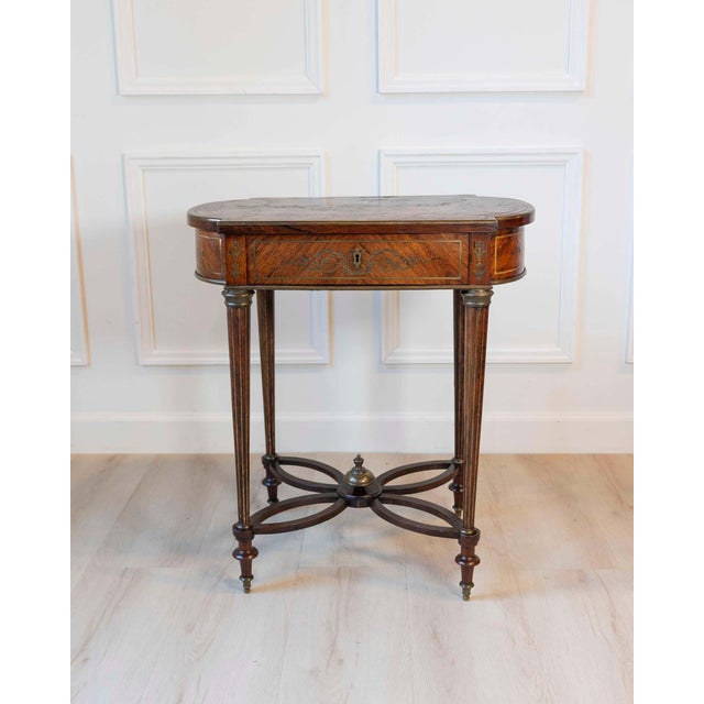 Brown Napoleon III Marquetry Side Table, France, circa 1870 For Sale - Image 8 of 15