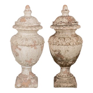 French Terracotta Garden Urn Pair For Sale