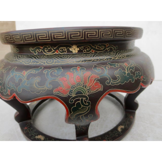 Chinese Enameled Wooden Vase Stand Circa 50s For Sale - Image 14 of 15