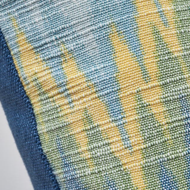 Early 21st Century Contemporary Schumacher Ibiza Flamestitch Pool Cotton Linen Pillow - 20ʺW × 20"H For Sale - Image 5 of 7