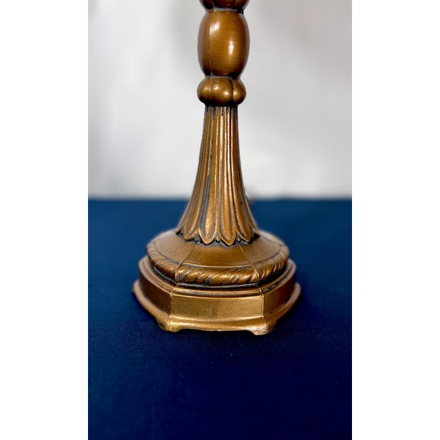 1970s Neoclassical Stiffel American Bronze Column Lamp - Dual Light Pull Chain For Sale - Image 10 of 12