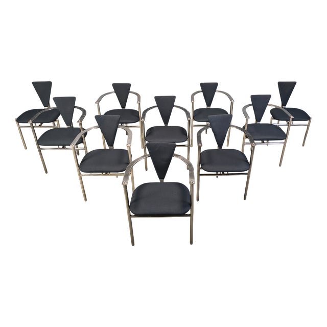 Postmodern Dining Chairs from Belgo Chrom, 1980s, Set of 10 For Sale