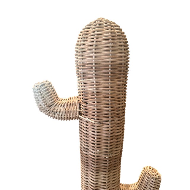 Late 20th Century Vintage Hand-Woven Wicker / Rattan Potted Cactus Sculpture, Circa 1970 in the Manner of Mario Lopez Torres For Sale - Image 5 of 7