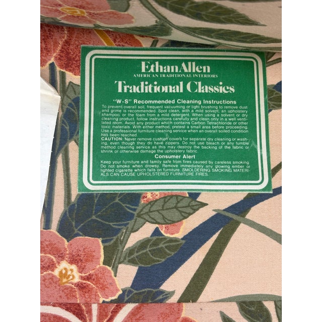 1970s Palm Beach Style Floral Upholstered Wingback Ethan Allen Chairs - A Pair For Sale - Image 12 of 12