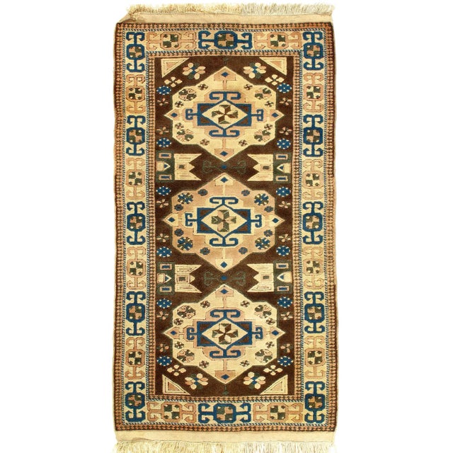 Beige Color Vintage Turkish Kazak 3'5'' X 6'5'' For Sale - Image 4 of 4