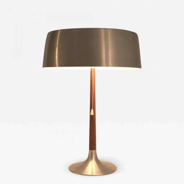 1950s Large Teak and Brushed Aluminium Table Lamp by Svend Aage Holm Sörensen for Asea, 1950s For Sale - Image 5 of 13