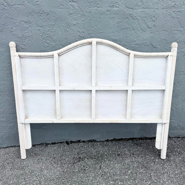 Late 20th Century Vintage Boho Chic Wicker Queen Size Headboard For Sale - Image 5 of 5