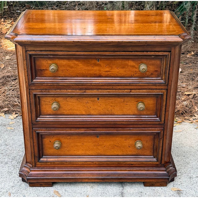 3 Drawer Burled Walnut Bachelors Chest With Inlay For Sale - Image 10 of 11