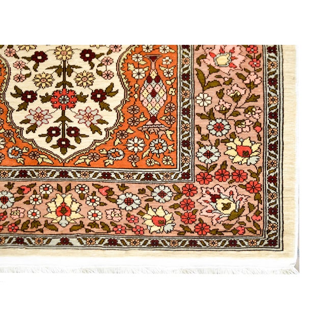 Vintage Silk Turkish Hereke Rug For Sale - Image 9 of 11