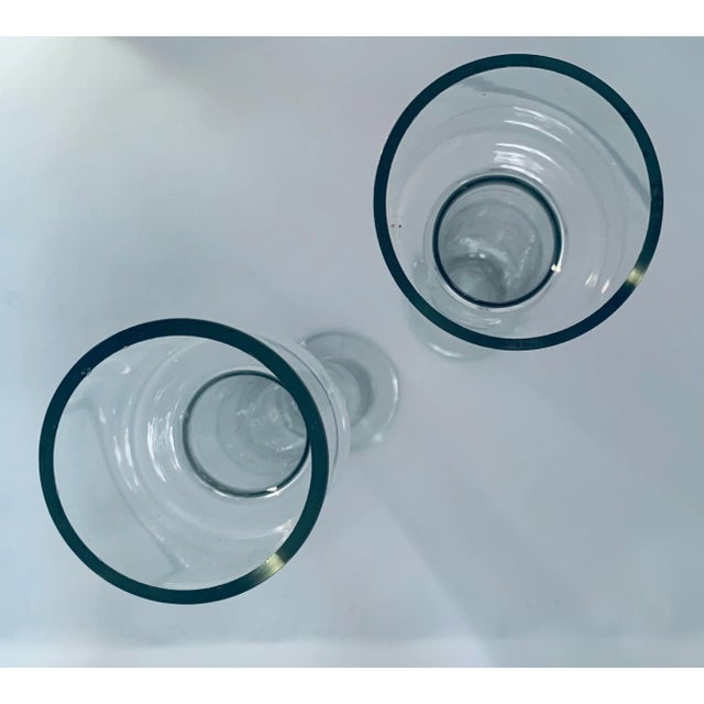 Mid 20th Century Vintage Mid-Century English Decorative Blown Art Glass Vases/Votive Candle Holders- a Pair For Sale - Image 5 of 12