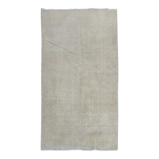 Mid-Century Monochromatic Neutral Worn Turkish Rug - 3'9" x 7' For Sale