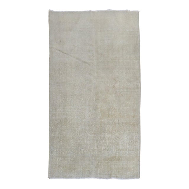 Mid-Century Monochromatic Neutral Worn Turkish Rug - 3'9" x 7' For Sale