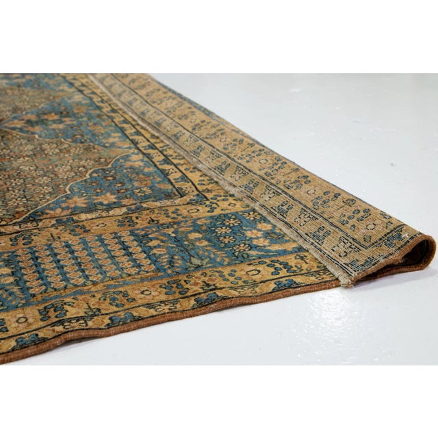 10 X 13 One of the Kind Antique Kerman Persian Wool Rug in Tan With a ...