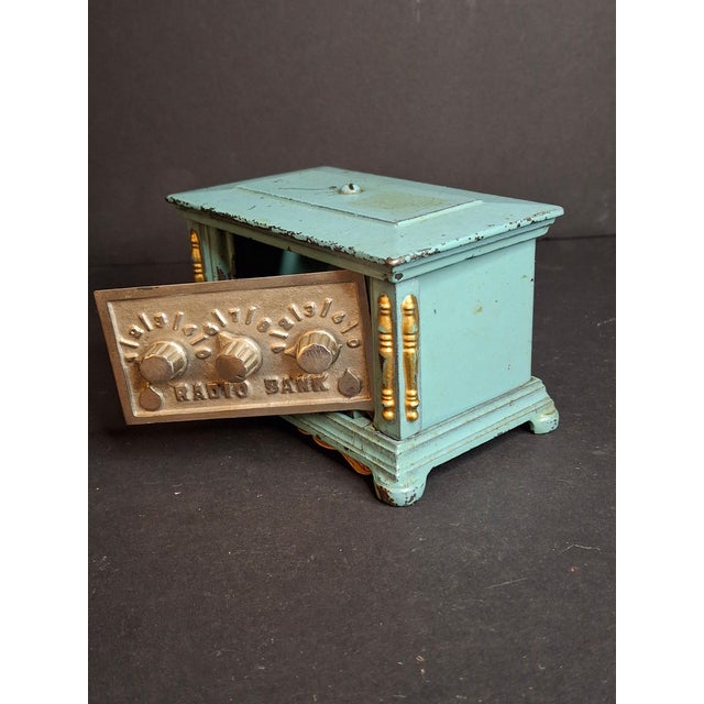 Antique Kenton Cast Iron Radio Bank 1920s Safe Original Tag Peirce Collection For Sale - Image 12 of 17