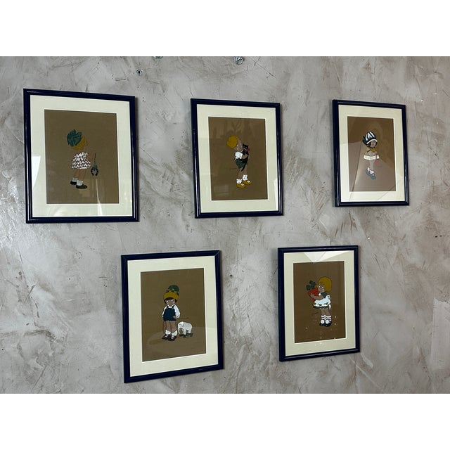 M. Vanasek, Figurative Composition, 1920s, Paper, Framed, Set of 5 For Sale - Image 11 of 11