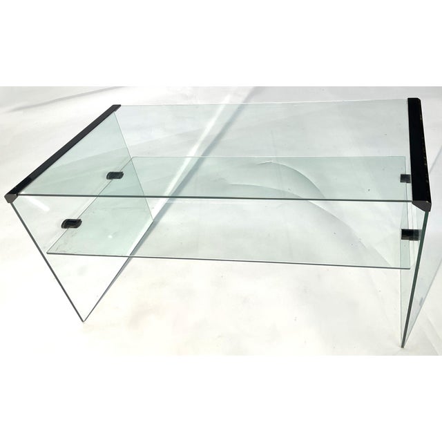 Console Table with Two Glass Shelves and Black Painted Metal Elements from Gallotti & Radice, in Very Good conditions....