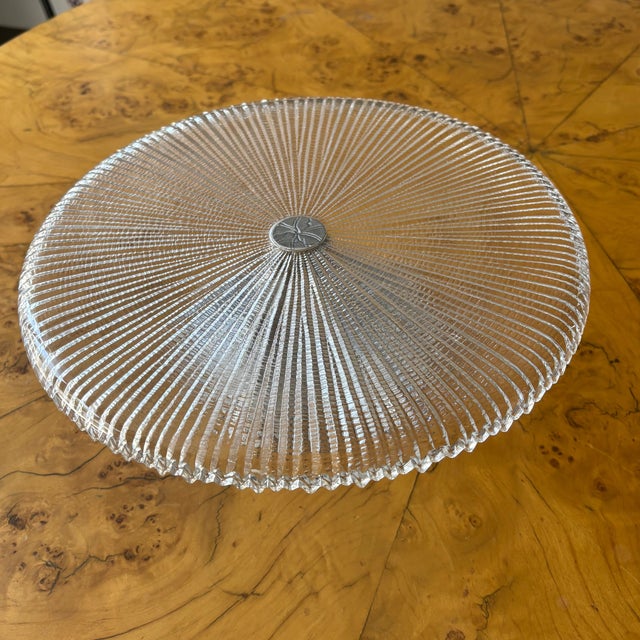 Arthur Court Designs Cast Aluminum and Ribbed Glass Epergne or Pedestal Platter For Sale In Los Angeles - Image 6 of 13