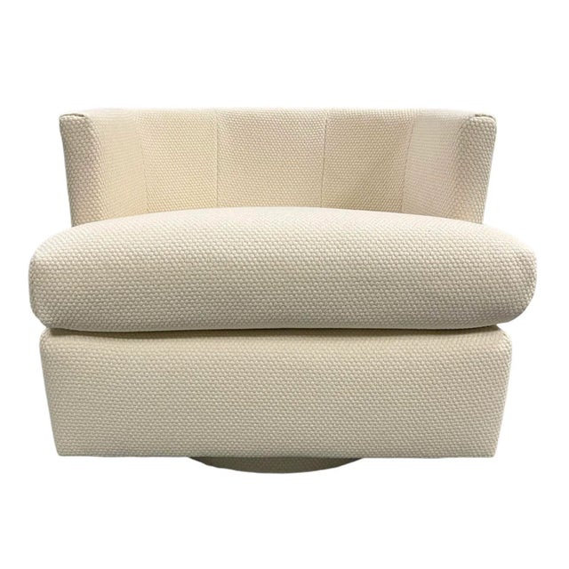 Ivory 80's Directional Freshly Upholstered Swivel Chair For Sale - Image 8 of 10