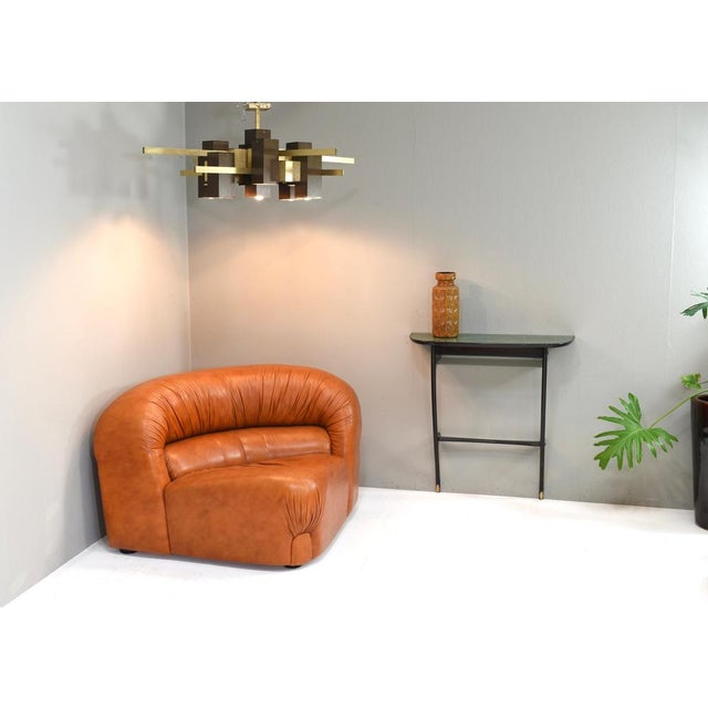 Corner Lounge Chair in Cognac Leather by Rossi Di Albizzate, Italy, 1970s For Sale - Image 4 of 8