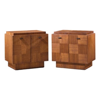 Lane Brutalist Mid Century Walnut Nightstands - Pair For Sale