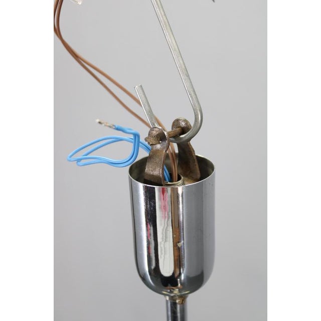 Vintage Art Deco Chrome Pendant Light with Champagne Opaline Glass Shades, 1930s For Sale - Image 13 of 16