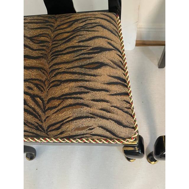 Wood Mid 20th Century 4 Ebonised Queen Ann Style Dining Chairs With TapestryUpholstery For Sale - Image 7 of 11