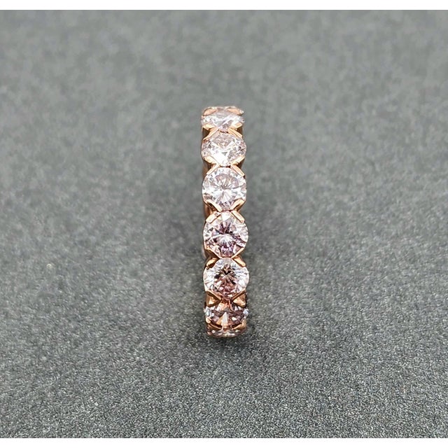 Early 21st Century 4.25 Ct Certified Natural Pink Diamond Eternity Band Size 6 For Sale - Image 5 of 10