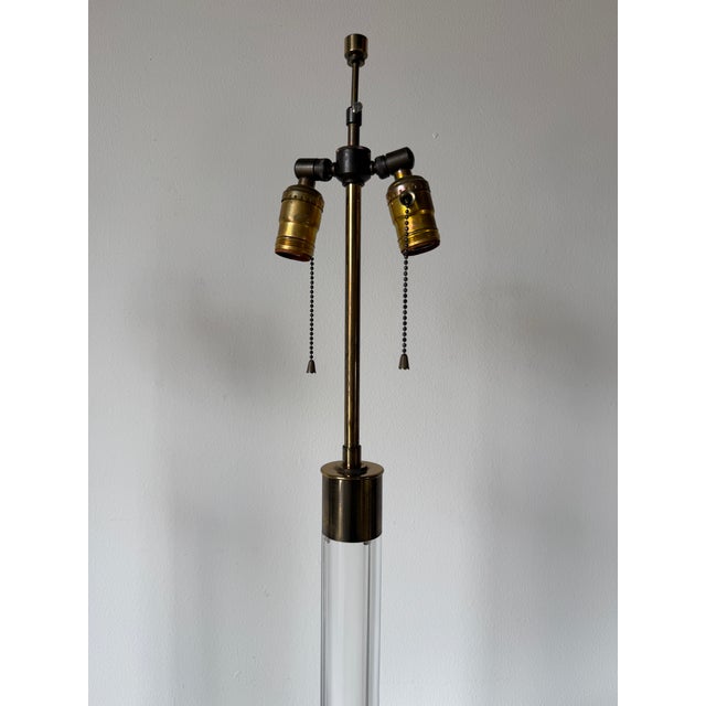 1980s Italian Vintage Lucite & Brass Floor Lamps – A Pair For Sale - Image 10 of 18