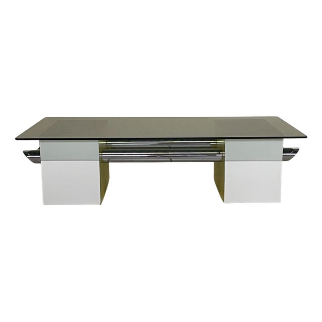 Coffee Table in Colored Formica and Glass, 1970s For Sale