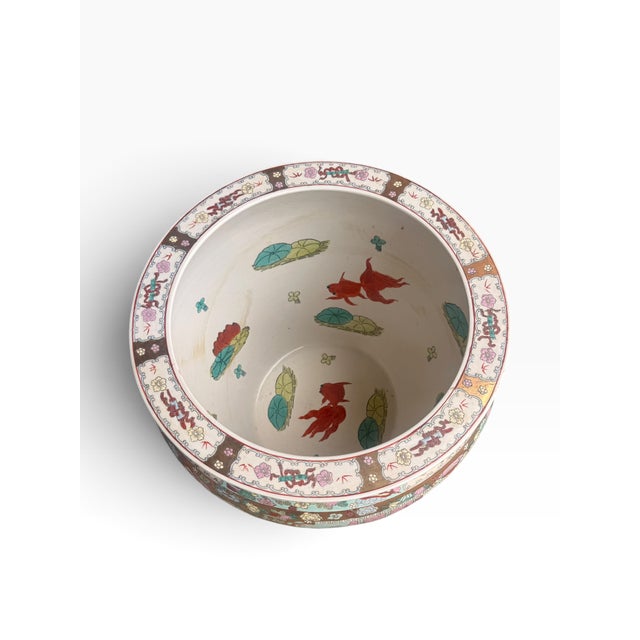 Ceramic 20th Century Chinese Famille Rose Porcelain Fishbowl Planter With Figural Scenes For Sale - Image 7 of 14