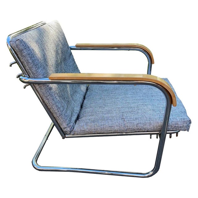 This is an uncommon original 1930s modernist tubular steel lounge chair designed by Werner Max Moser for Bigla of...