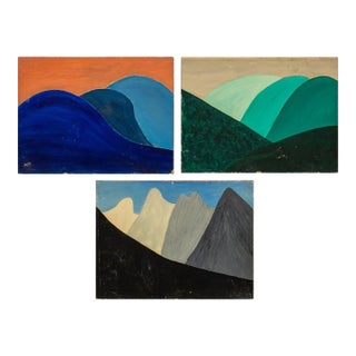 Abstract Landscape Scenes, Oil on Board, 3 For Sale