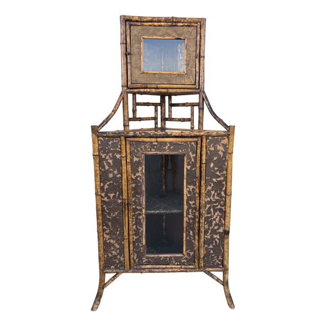 Victirian Bamboo Corner Cabinet For Sale