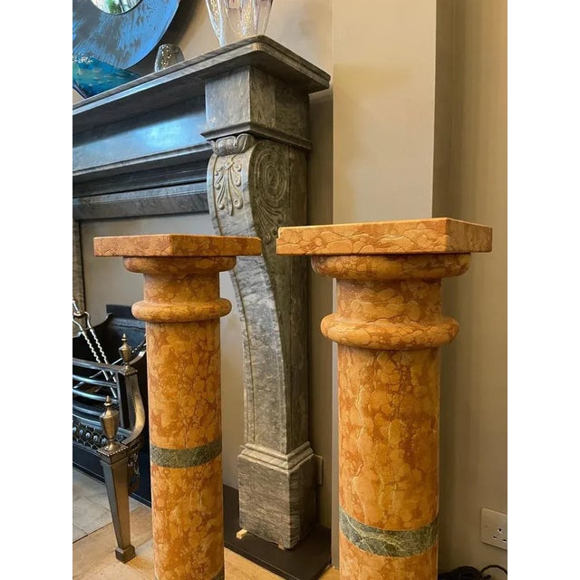 Stone Italian Pedestals in Rossa Verona Marble, 1920, Set of 2 For Sale - Image 7 of 10